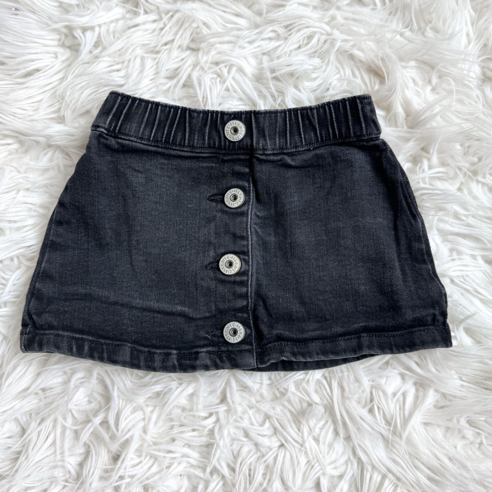 Baby Black Denim Button Front Skirt 12M Toddler Mini Skirt